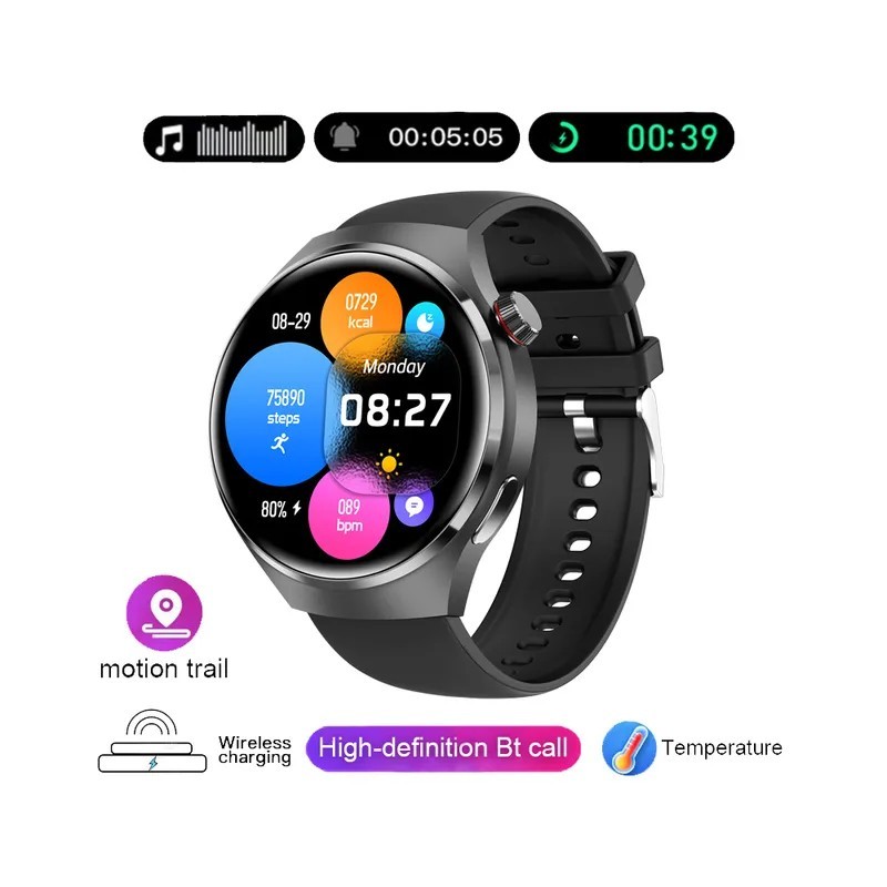 Új GPS Smart Watch Férfi GT4 Pro 360*360 HD képernyő Pulzusszám Bluetooth hívás NFC IP68 Vízálló Vércukor okosóra