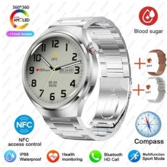 Huawei Xiaomi NFC Smart Watch Férfi karóra 4 Pro AMOLED HD képernyő Pulzus Bluetooth hívás IP68 Vízálló SmartWatch 2023 Új