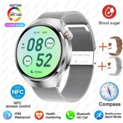 Huawei Xiaomi NFC Smart Watch Férfi karóra 4 Pro AMOLED HD képernyő Pulzus Bluetooth hívás IP68 Vízálló SmartWatch 2023 Új