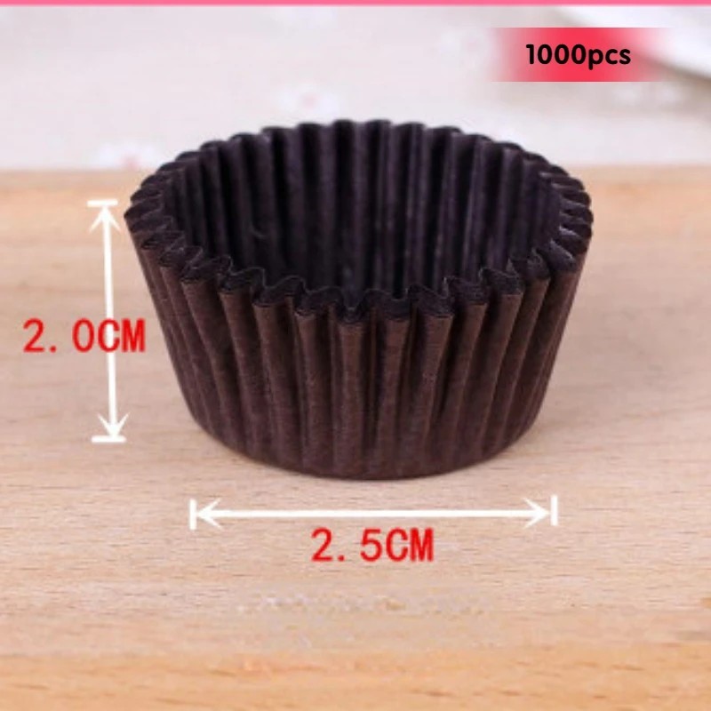 1000 db Mini méretű csokoládé papír bélések Sütő muffin torta csészék formák Cupcake tokok egyszínű party tálca forma