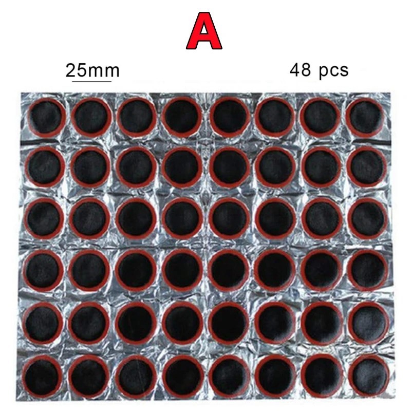 Új 48db abroncsfolt gumi kerékpár gumiabroncs-javító betét hordozható gumiabroncs belső tömlőbetét kerek négyzet alakú kerékpárj