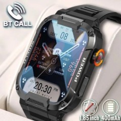 Masszív katonai okosóra férfi Android IOS Ftiness órákhoz, Ip68 vízálló 1,85 hüvelykes AI Voice Bluetooth Call Smartwatch 2023