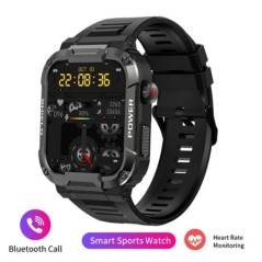 Masszív katonai okosóra férfi Android IOS Ftiness órákhoz, Ip68 vízálló 1,85 hüvelykes AI Voice Bluetooth Call Smartwatch 2023