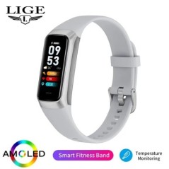 LIGE Amoled okosóra férfi 2023 Smart Band női pulzusszám Blood Smartwartch vízálló okos karkötő Sport fitnesz nyomkövető