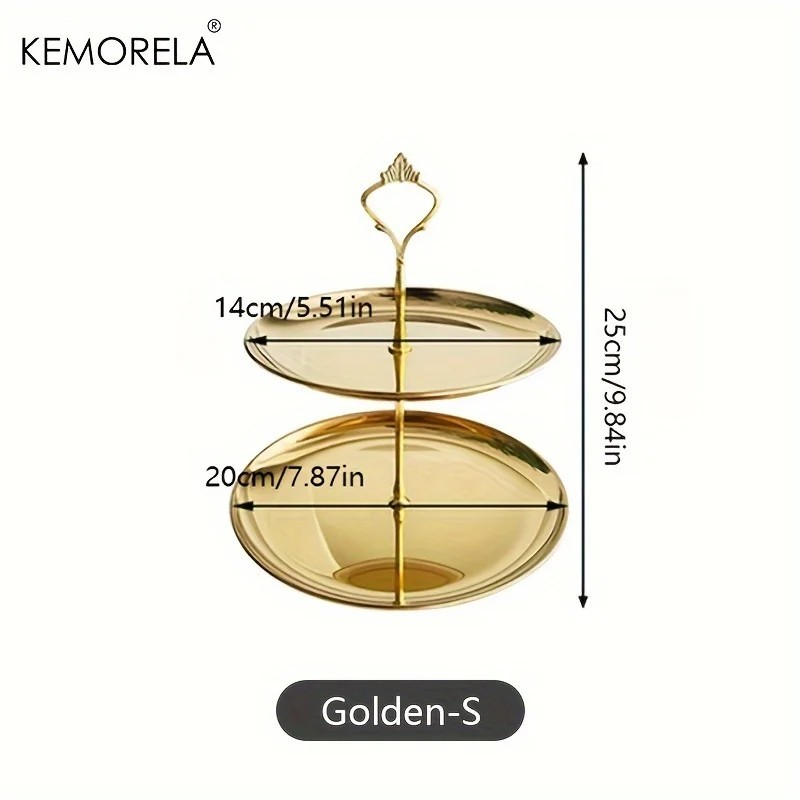 2/3 rétegű rozsdamentes acél süteménytartó Gyümölcstálca Étterem Levehető desszerttartó Arany Ezüst Gyümölcstányér uzsonnás édes