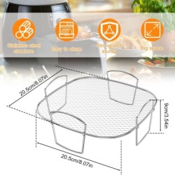 Többfunkciós sütőrács kompatibilis Airfryer Dehydrator BBQ rács gőzölős pörkölő főzőeszközök légsütő tartozékokhoz