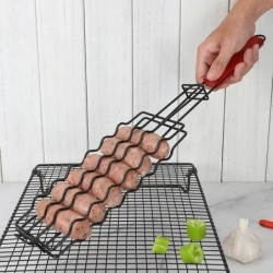 Grill kosár rozsdamentes acél BBQ szerszám Grillezési kellékek Barbecue állvány hot doghoz zöldséges hús steak garnélarák kabob 