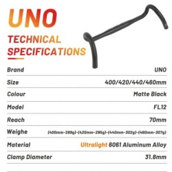 UNO FL12 Gravel Bike Kormány 31,8x400/420/440/460mm külső leejtő rúd Ultrakönnyű kerékpár fogantyú országúti kerékpár kiszélesed