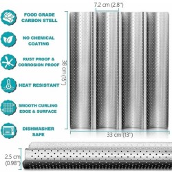 Tapadásmentes perforált francia kenyérsütő serpenyő szénacél bagett serpenyő francia kenyér 4 hullámos vekni cipó sütőforma sütő