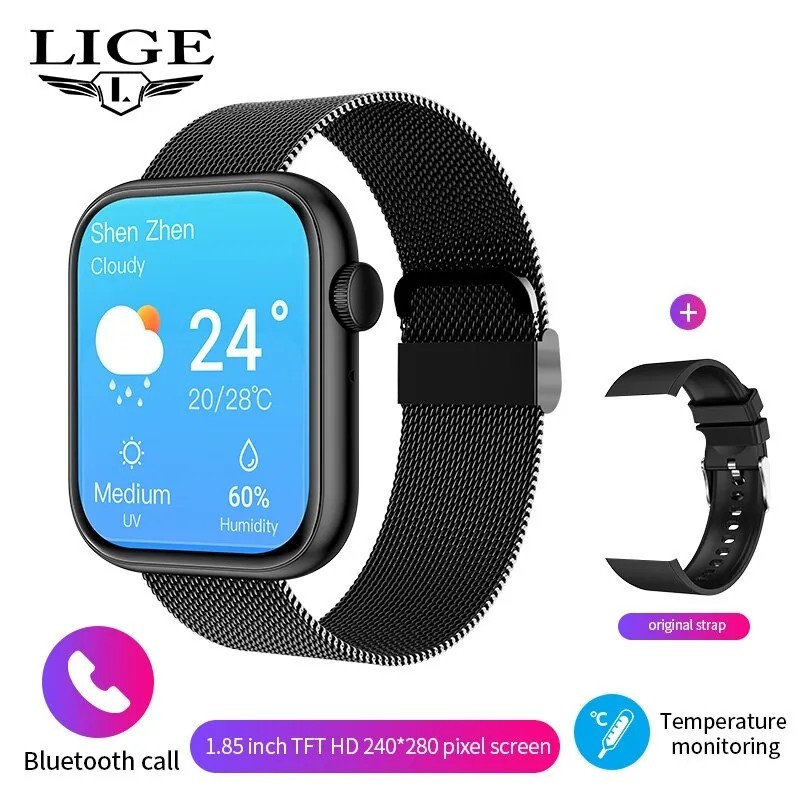 LIGE okosóra nőknek teljes érintőképernyős Bluetooth Call Vízálló órák Sport Fitness Tracker Okosóra Lady Reloj Mujer