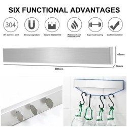 40cm 50cm rozsdamentes acél késtartó Mágneses késtartó fali blokk tároló állvány késekhez Konyhai kiegészítők Szervező