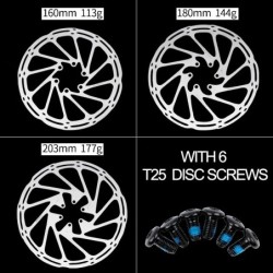 Sram Avid kerékpár fékrotor középvonal 160 mm 180 mm 203 mm hidraulikus tárcsafék rotorok 6 db T25 csavarral MTB hegyi kerékpáro