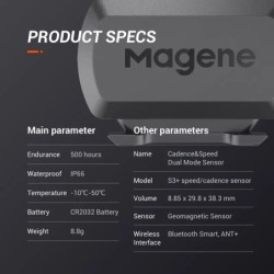 Magene Cadence Sensor Speed S3 ANT Bluetooth sebességmérő GPS kerékpáros számítógép kompatibilis a Garmin Bryton Wireless készül