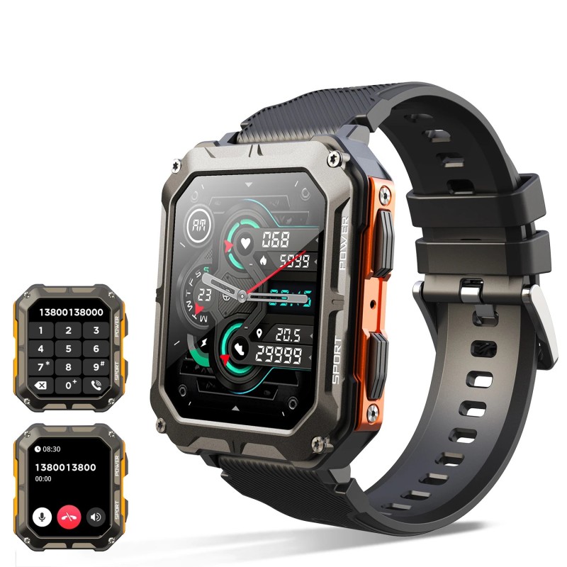 2023-as új C20 Pro Smart Watch Voice Assistant BT Wireless Call Business Outdoor Sports IP68 vízálló karóra Android iOS rendszer