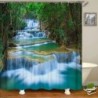 3D nyomtatás Green Forest Waterfall zuhanyfüggönyök vízálló fürdőszobai függöny kampós fürdőfüggöny 180*200 poliészter szövet