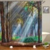 3D nyomtatás Green Forest Waterfall zuhanyfüggönyök vízálló fürdőszobai függöny kampós fürdőfüggöny 180*200 poliészter szövet