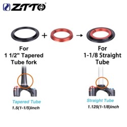 ZTTO MTB Road Bicycle Headset CNC 1 1/8"-1 1/2" 1.5 Tapered 28.6 Straight Tube Bike Fork Internal Steering Bearing