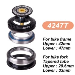 ZTTO MTB Road Bicycle Headset CNC 1 1/8"-1 1/2" 1.5 Tapered 28.6 Straight Tube Bike Fork Internal Steering Bearing