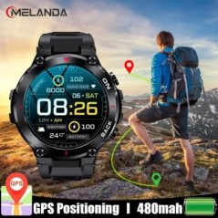 MELANDA kültéri katonai GPS okosóra férfi 360*360 HD képernyős pulzusszám IP68 vízálló sport okosóra Android IOS K37-hez