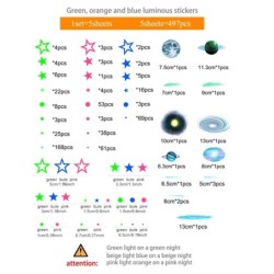 497 db/szett Luminous Stars Dots Planet Falimatrica Baba Gyerek Szoba Hálószoba Otthoni Dekoráció Falfestmény Glow In The Dark m