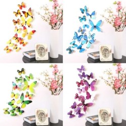 12db Pillangók fali matricák újévi ajándék lakásdekorációk 3D Butterfly PVC öntapadós tapéta nappali matricákhoz