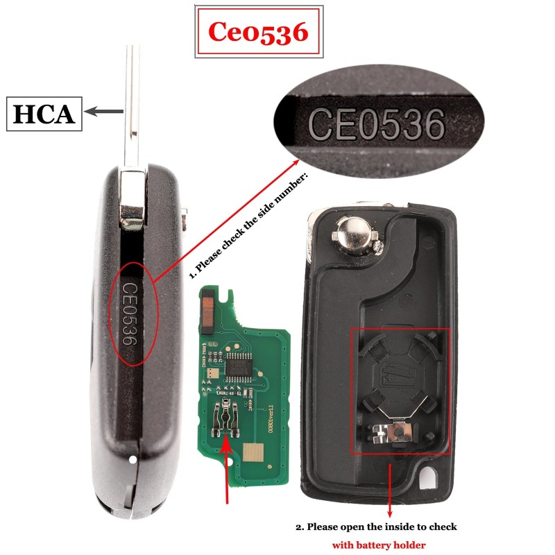 jingyuqin 2 gombos távirányítós autókulcs ASK/FSK 434Mhz Citroen C4 C5 C6 C8 Xsara Picasso Peugeothoz 107 207 307 308 CE0536/052