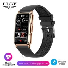 LIGE okosóra női férfi férfi Bluetooth csatlakoztatott telefon Zene fitnesz sport karkötő alvásfigyelő 1,47 hüvelykes férfi okos