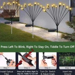 2010.06.08. LED-es napelemes kerti lámpák Powered Firefly Lights Kültéri kerti dekoráció Tájfények Firework Firefly gyeplámpák