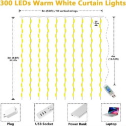 3M LED függönyfüzér fények tündéri dekoráció USB ünnepi koszorú lámpa 8 mód otthoni kertre karácsonyi parti újév esküvő