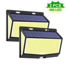 138/468/238 LED-es napelemes lámpa Kültéri vízálló kerti használatra Powered Sunlight utcai fali lámpa biztonsági világítás 3 mó