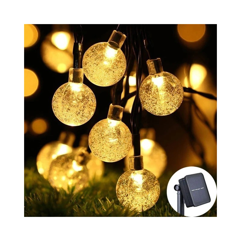 Solar Crystal Globe LED füzér 60 LED 8 világítási mód IP65 Fairy Light karácsonyi füzér kerti parti dekorációhoz 1db/2db