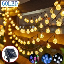 Solar Crystal Globe LED füzér 60 LED 8 világítási mód IP65 Fairy Light karácsonyi füzér kerti parti dekorációhoz 1db/2db