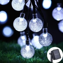 Solar Crystal Globe LED füzér 60 LED 8 világítási mód IP65 Fairy Light karácsonyi füzér kerti parti dekorációhoz 1db/2db