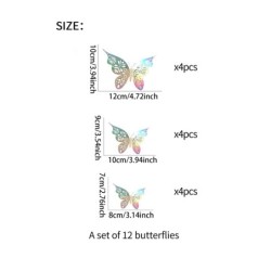 12 db 3D üreges pillangó falmatrica hálószoba nappali lakberendezési papír pillangó