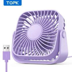 TOPK 4 hüvelykes USB mini hordozható ventilátor kempingezéshez, 3 sebességes csendes asztali, személyes ventilátor, 360°-os állí