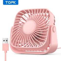 TOPK 4 hüvelykes USB mini hordozható ventilátor kempingezéshez, 3 sebességes csendes asztali, személyes ventilátor, 360°-os állí