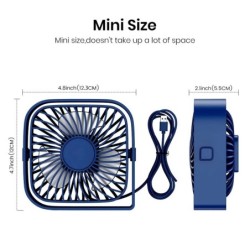 TOPK mini hordozható ventilátor, USB asztali ventilátorasztal, csendes, 3 sebességes szél, személyi ventilátor