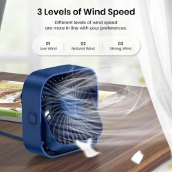 TOPK mini hordozható ventilátor, USB asztali ventilátorasztal, csendes, 3 sebességes szél, személyi ventilátor