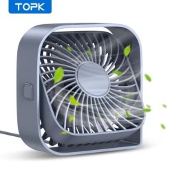 TOPK mini hordozható ventilátor, USB asztali ventilátorasztal, csendes, 3 sebességes szél, személyi ventilátor