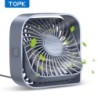 TOPK mini hordozható ventilátor, USB asztali ventilátorasztal, csendes, 3 sebességes szél, személyi ventilátor