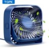 TOPK mini hordozható ventilátor, USB asztali ventilátorasztal, csendes, 3 sebességes szél, személyi ventilátor