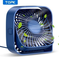 TOPK mini hordozható ventilátor, USB asztali ventilátorasztal, csendes, 3 sebességes szél, személyi ventilátor