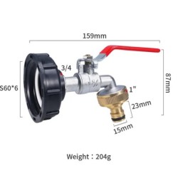 Durable IBC Tank Tap Adapter S60*6 Coarse Thread to 1/2'' 3/4'' Connector Replacement Valve Garden Home Valve Fitting Faucet