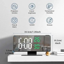 180°-os karos vetítés Digitális ébresztőóra Hőmérséklet Páratartalom Éjszakai mód Szundi 12/24H USB Plug-in Projektor Asztali LE