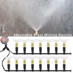 5M-30M Outdoor Misting Cooling System Garden Irrigation Watering 1/4'' Brass Atomizer Nozzles 4/7mm Hose for Patio Greenhouse