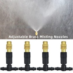 5M-30M Outdoor Misting Cooling System Garden Irrigation Watering 1/4'' Brass Atomizer Nozzles 4/7mm Hose for Patio Greenhouse