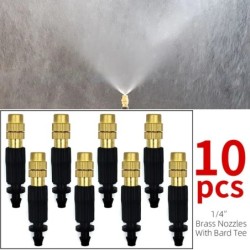 5M-30M Outdoor Misting Cooling System Garden Irrigation Watering 1/4'' Brass Atomizer Nozzles 4/7mm Hose for Patio Greenhouse