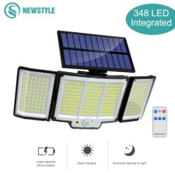 Solar Light kültéri 328/348 LED integrált szuperfényes mozgásérzékelő Erős teljesítmény IP65 Vízálló 3 üzemmód Kerti fal