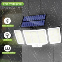 Solar Light kültéri 328/348 LED integrált szuperfényes mozgásérzékelő Erős teljesítmény IP65 Vízálló 3 üzemmód Kerti fal