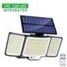 Solar Light kültéri 328/348 LED integrált szuperfényes mozgásérzékelő Erős teljesítmény IP65 Vízálló 3 üzemmód Kerti fal